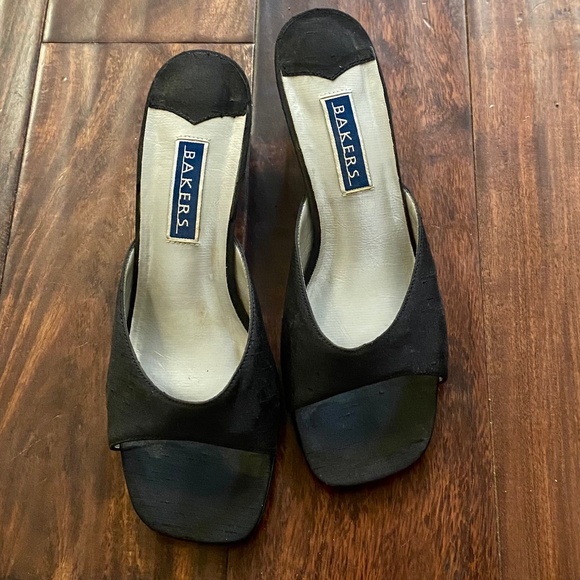 Vintage Bakers Black Open Toe Mules - Picture 1 of 2